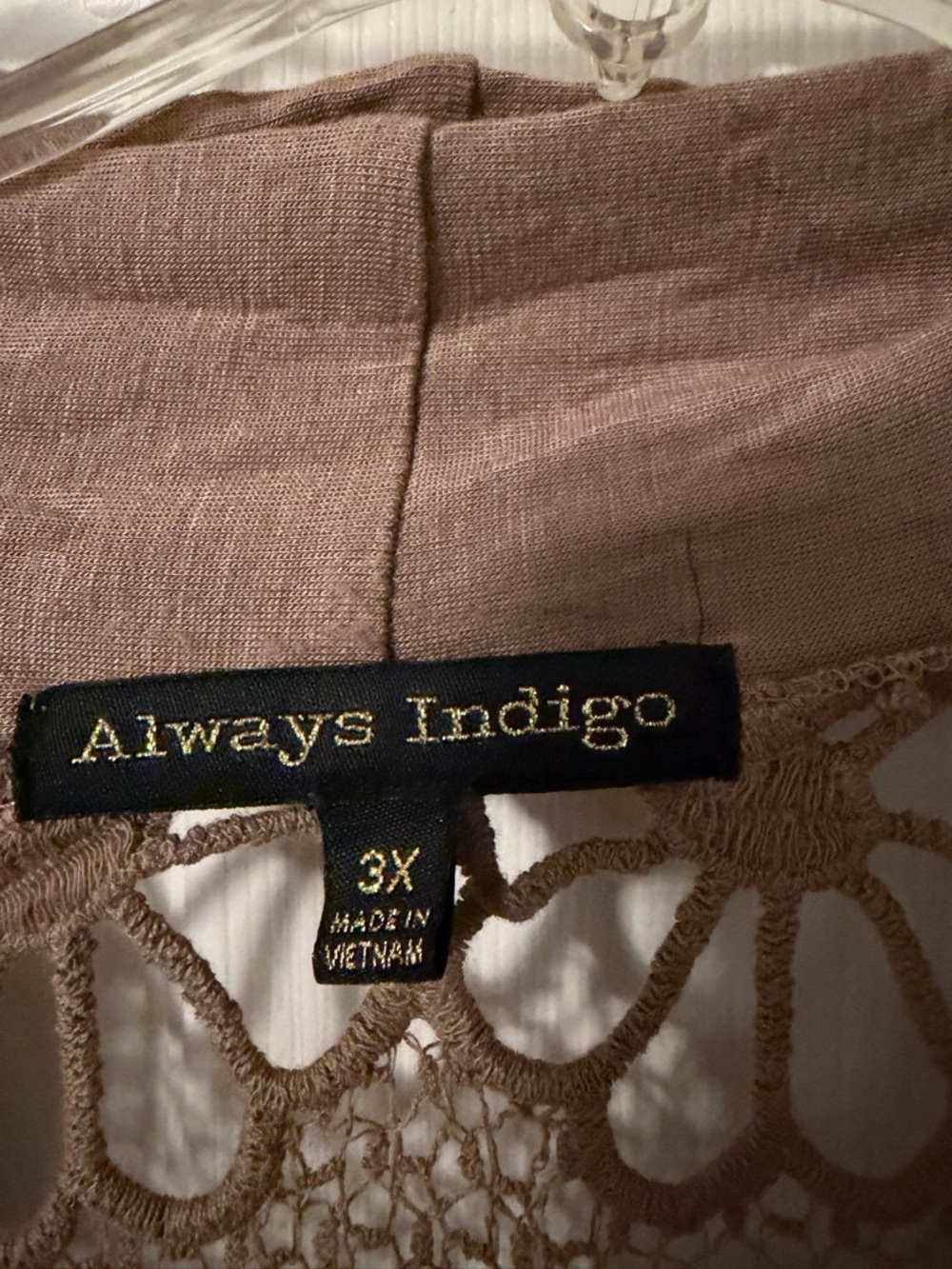 Light Brown Crochet-Back Open Cardigan - Picture 4 of 6
